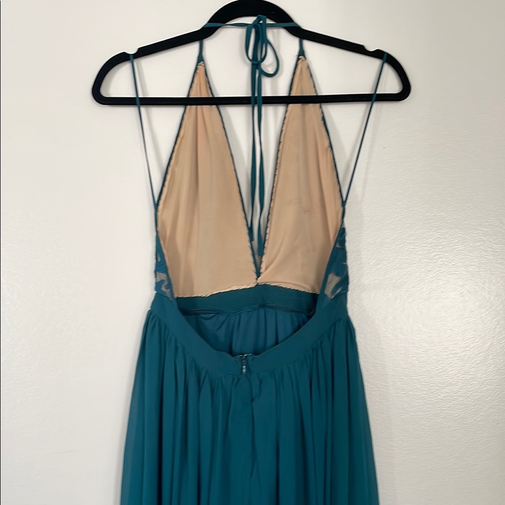 Elegant Teal Halter Dress View 4